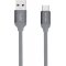 nevox USB-C zu USB 3.0 Kabel Nylon geflochten (1m) silbergrau