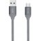nevox USB-C zu USB 3.0 Kabel Nylon geflochten (2m), silbergrau