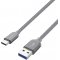 nevox USB-C zu USB 3.0 Kabel Nylon geflochten (0,5 m) silbergrau