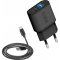 SBS Reiselader 2,1A 2x USB inkl. USB-C-Kabel 10W (1m), schwarz